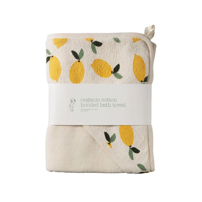 Nature Baby Org Cotton Hooded Towel - Lemon Print Towel Nature Baby 