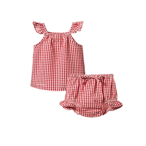 Nature Baby - Petal Set Gingham | Red Check