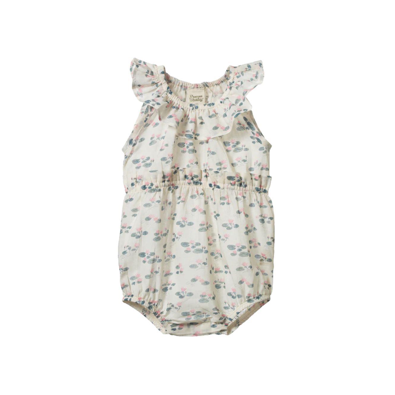 Nature Baby Plum Suit - Waterlillies Print Playsuit Nature Baby 