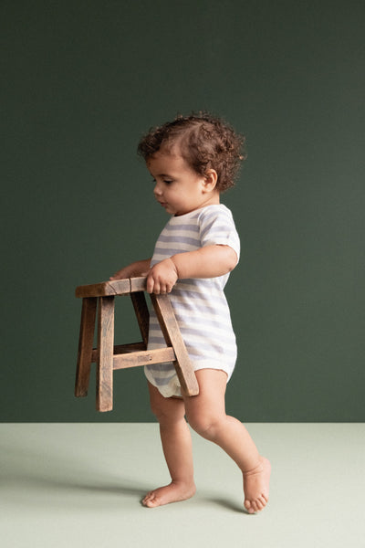 Nature Baby - Ren Bodysuit | Zen Blue Sea Stripe Bodysuit Nature Baby 