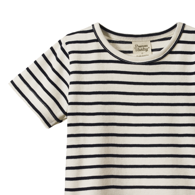 Nature Baby River Tee - Navy Sailor Stripe Short Sleeve T-Shirt Nature Baby 