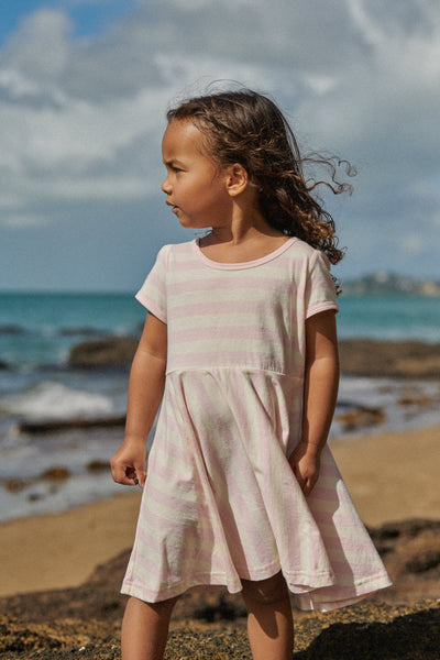 Nature Baby - Seaside Dress | Cotton Candy Stripe Short Sleeve Dress Nature Baby 