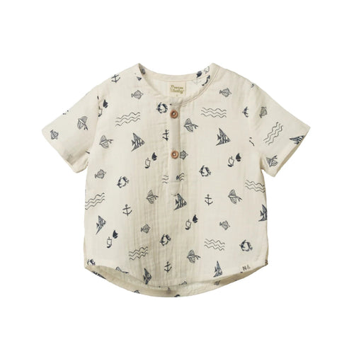 Nature Baby Short Sleeve Caravan Shirt - Atlantic Natural Print