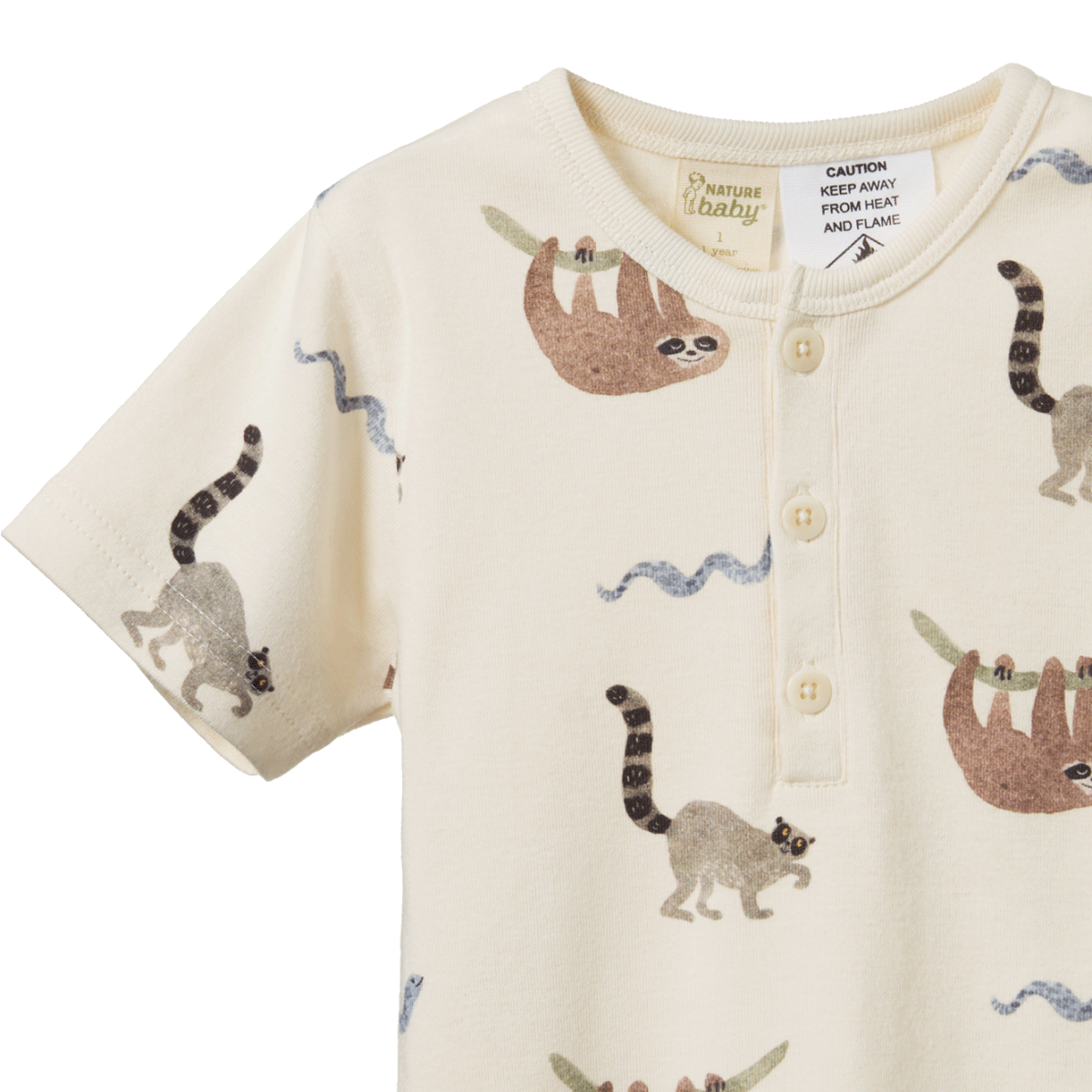 Nature Baby Short Sleeve Pyjamas Set - Sloth Snuggle Print Short Sleeve Pyjamas Nature Baby 