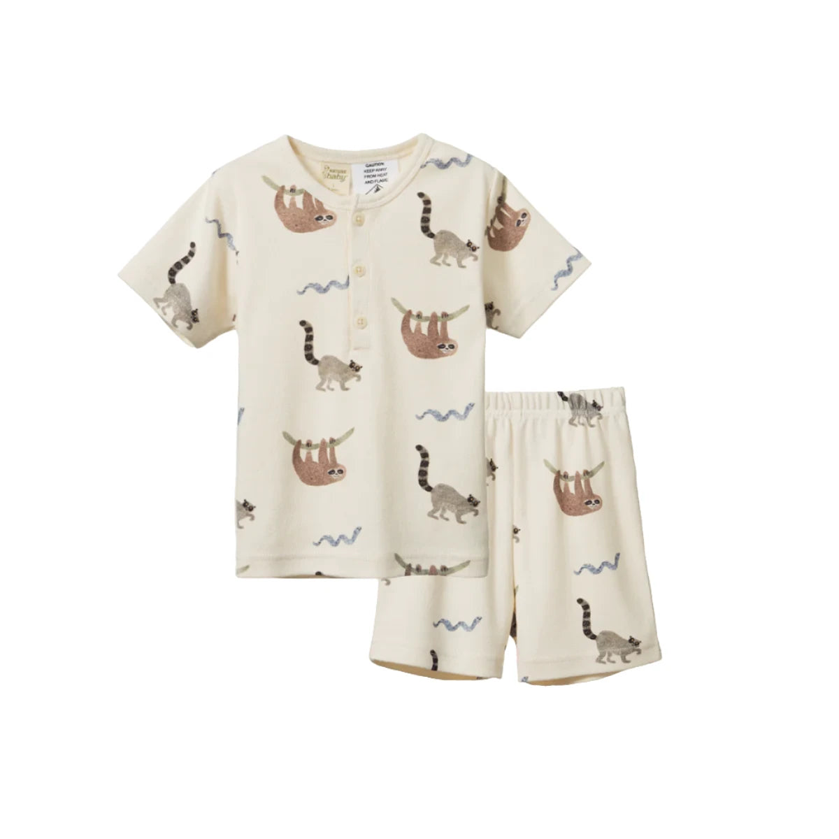 Nature Baby Short Sleeve Pyjamas Set - Sloth Snuggle Print Short Sleeve Pyjamas Nature Baby 