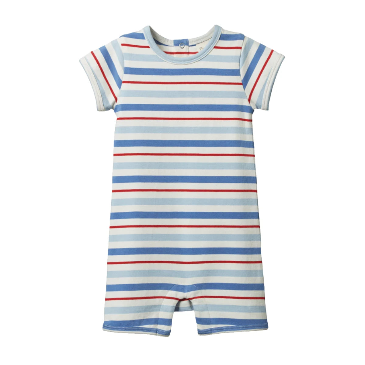 Nature Baby Short Sleeve Quincy Romper - Surf Stripe Romper Nature Baby 