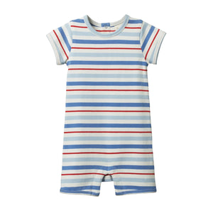 Nature Baby Short Sleeve Quincy Romper - Surf Stripe