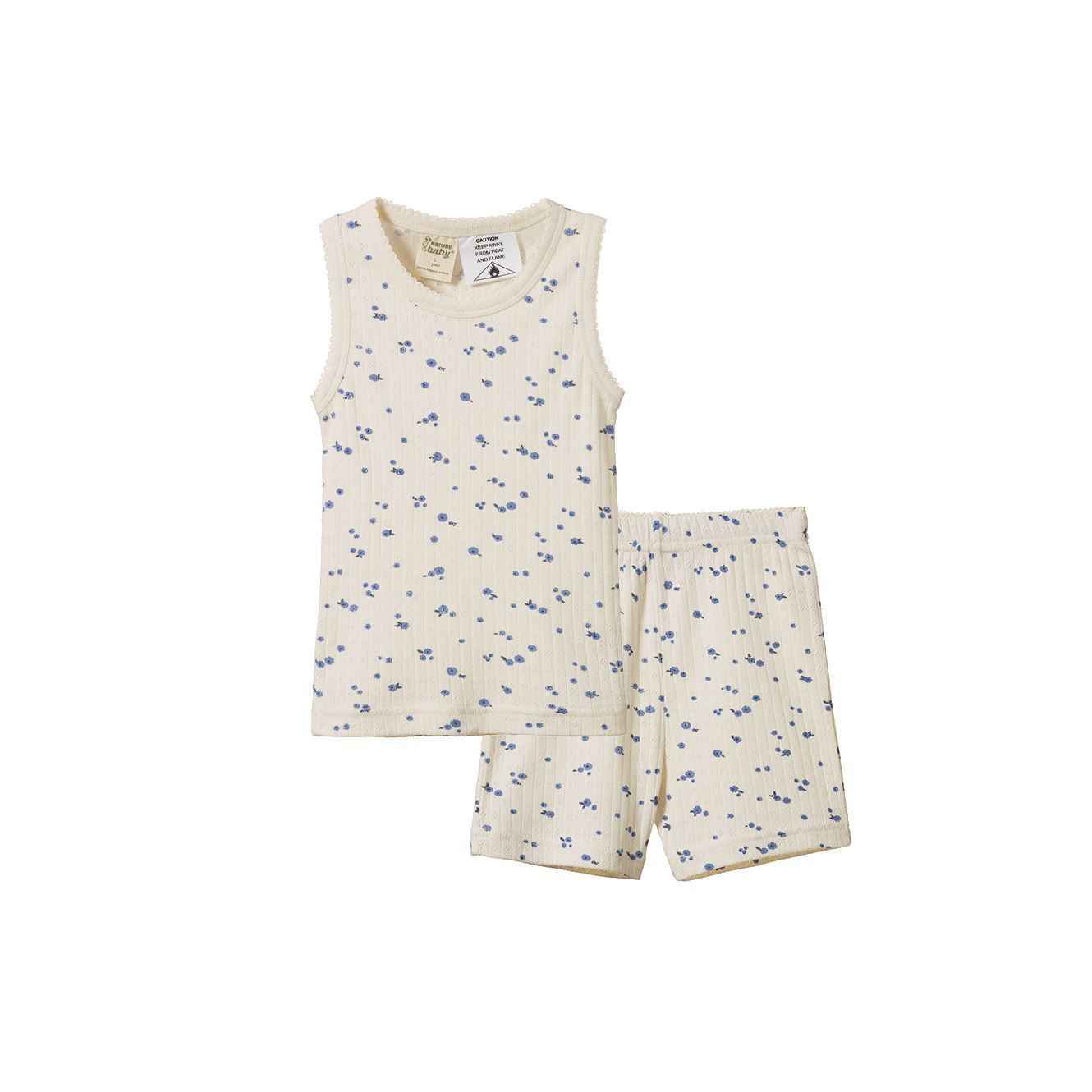 Nature Baby Singlet Pyjama Set Pointelle - Daisy Print Short Sleeve Pyjamas Nature Baby 