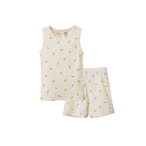 Nature Baby Singlet Pyjama Set - Pointelle Lemon Print