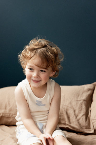 Nature Baby - Singlet Pyjama Set | Regatta Blue Short Sleeve Pyjamas Nature Baby 