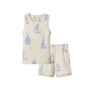Nature Baby - Singlet Pyjama Set | Regatta Blue