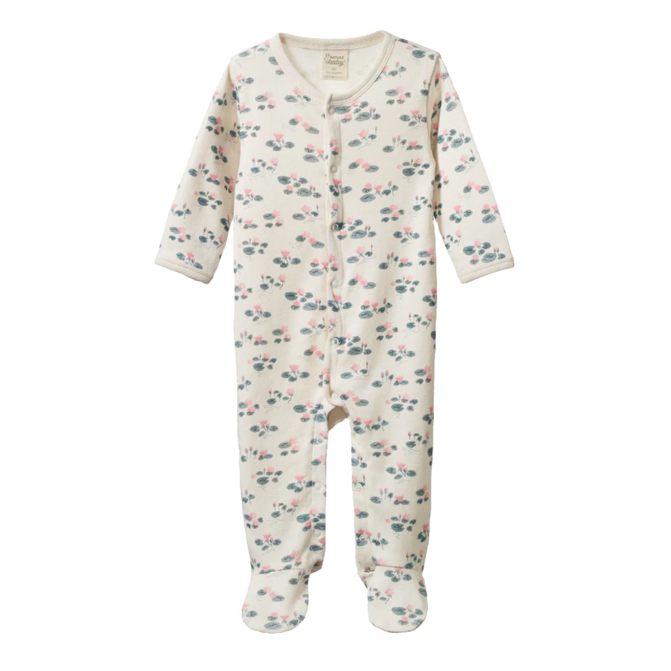 Nature Baby Stretch & Grow - Waterlilies Print Growsuit Nature Baby 