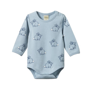 Nature Baby Stretch Jersey Bodysuit - Cottage Bunny Print