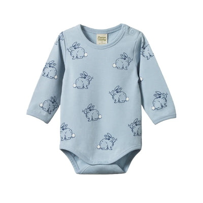 Nature Baby Stretch Jersey Bodysuit - Cottage Bunny Print Bodysuit Nature Baby 