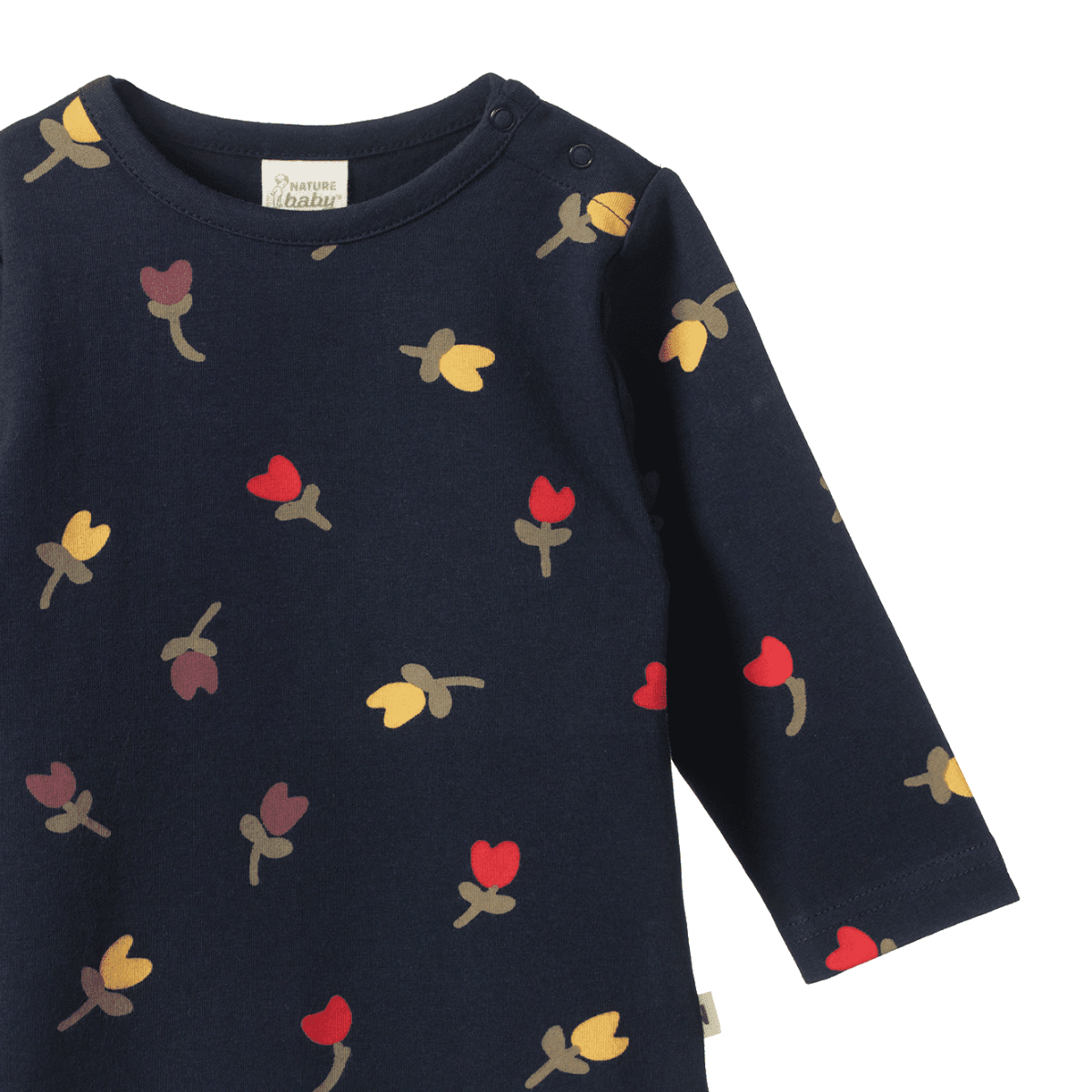 Nature Baby Stretch Jersey Everyday Tee - Navy Tulip Print Long Sleeve T-Shirt Nature Baby 