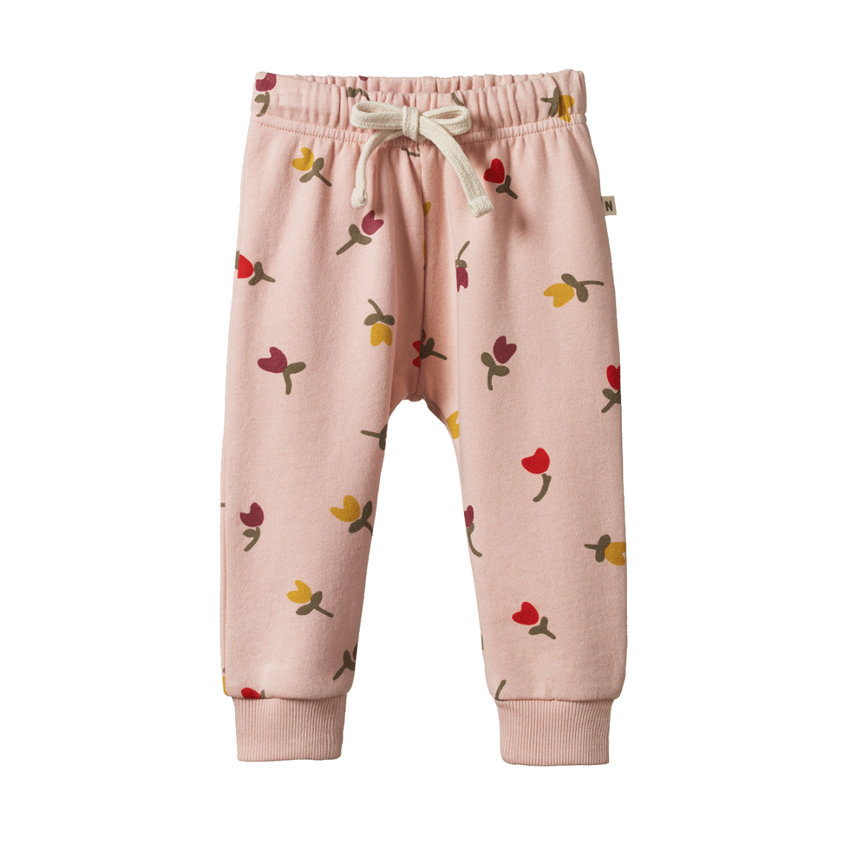 Nature Baby Sunday Trackpants - Tulips Rose Dust Print Trackpants Nature Baby 
