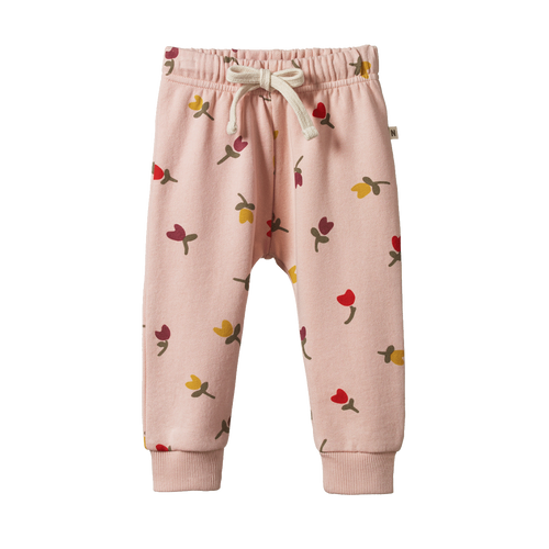 Nature Baby Sunday Trackpants - Tulips Rose Dust Print