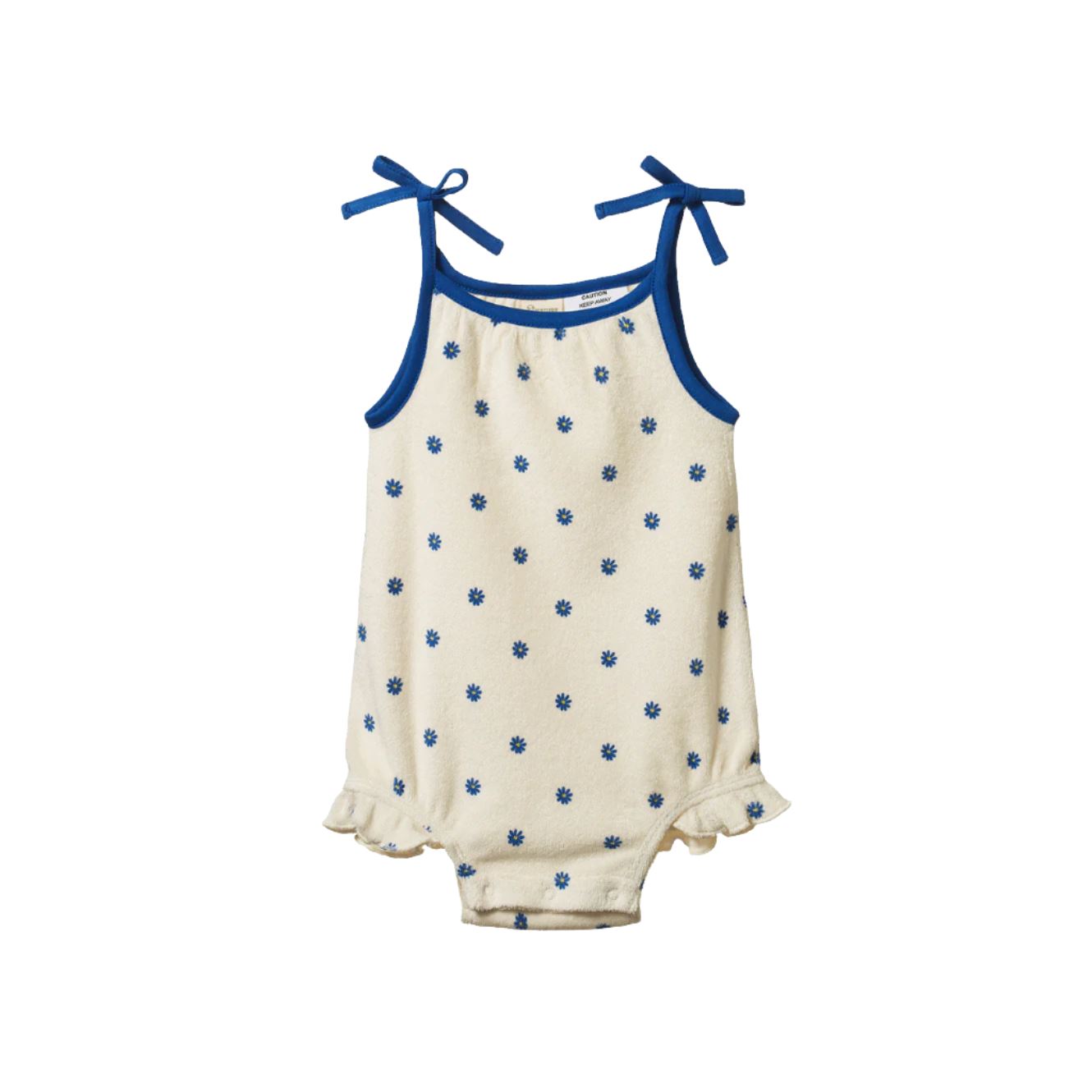 Nature Baby Sylvie Suit - Daisy Daze Blue Print Playsuit Nature Baby 