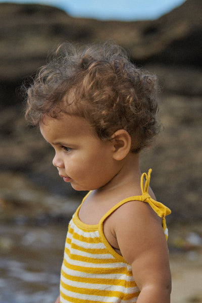 Nature Baby - Sylvie Suit | Golden Sea Stripe Playsuit Nature Baby 
