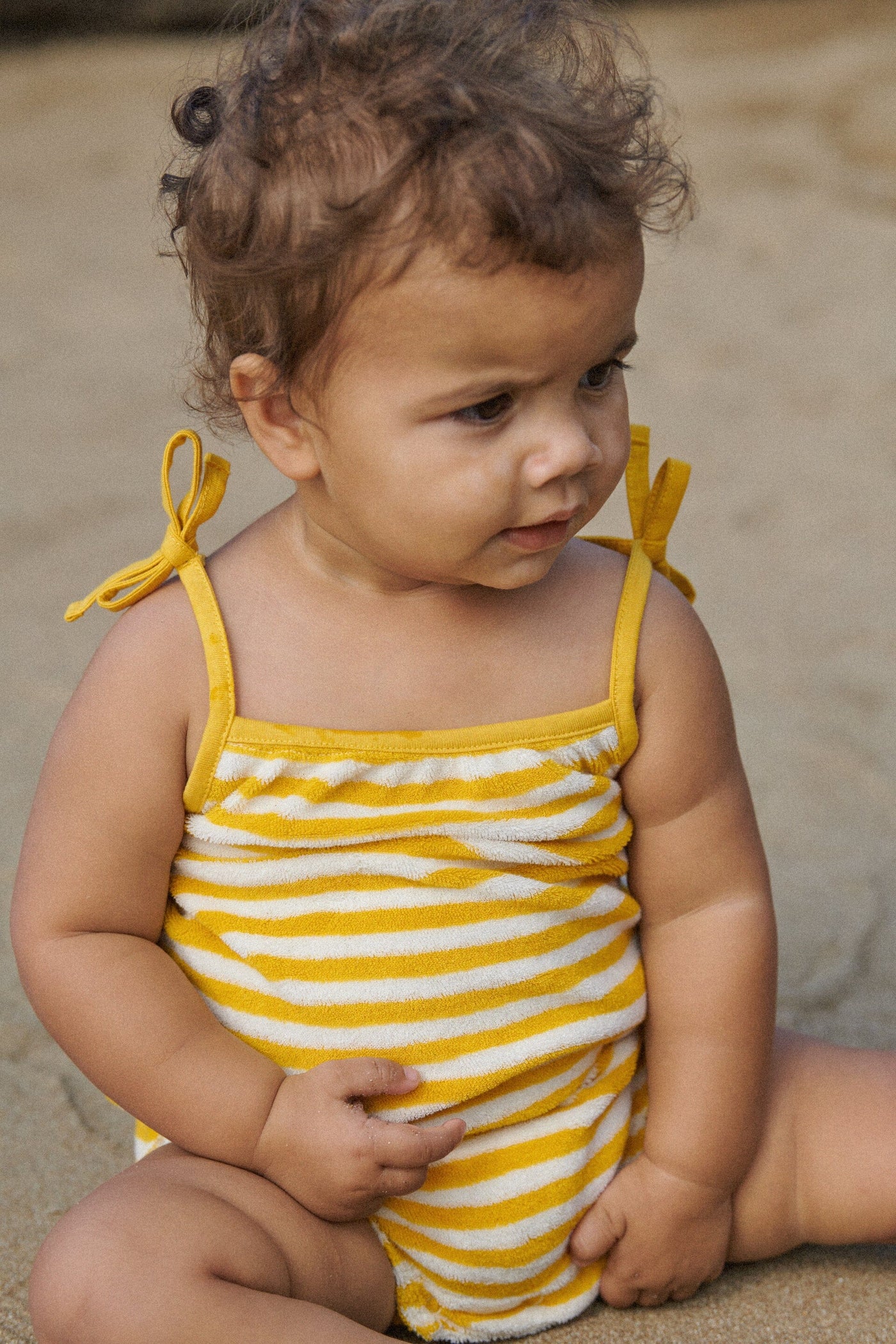 Nature Baby - Sylvie Suit | Golden Sea Stripe Playsuit Nature Baby 