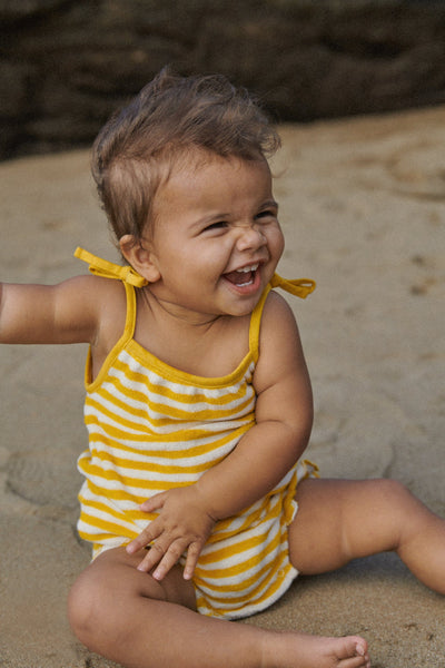 Nature Baby - Sylvie Suit | Golden Sea Stripe Playsuit Nature Baby 