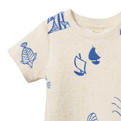 Nature Baby Terry River Tee - Atlantic Print Short Sleeve T-Shirt Nature Baby 