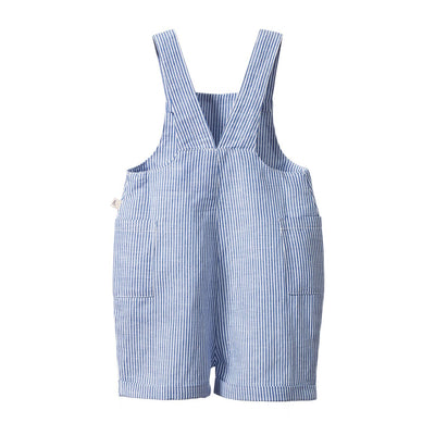 Nature Baby - Tucker Shortie Overalls Linen | Blue Stripe Overalls Nature Baby 