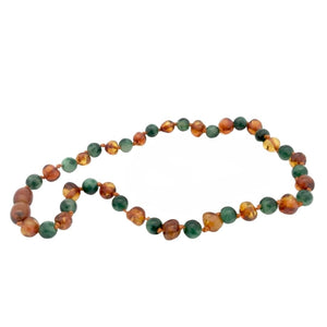 Nature Bubz - Baltic Amber and Gemstone Chip Necklace - Jasper Cognac