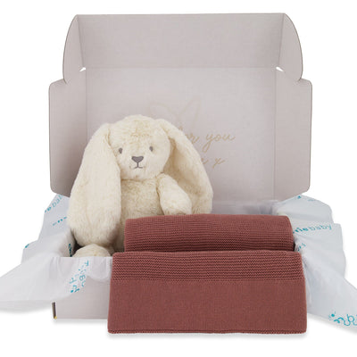 Newborn Gift Set - Berries & Cream - Baby Blanket & Bunny with Optional Personalised Name Gift Hamper Cherrie Baby Boutique 