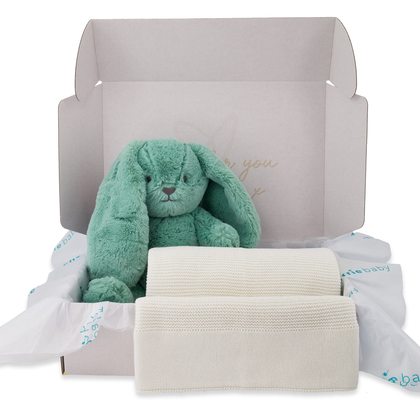 Newborn Gift Set - Seaside Snooze - Baby Blanket & Bunny with Optional Personalised Name Gift Hamper Cherrie Baby Boutique 