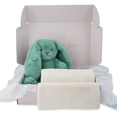 Newborn Gift Set - Seaside Snooze - Baby Blanket & Bunny with Optional Personalised Name Gift Hamper Cherrie Baby Boutique 