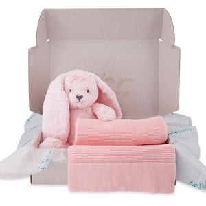 Newborn Gift Set - The Little Pink Cloud - Baby Blanket & Bunny with Optional Personalised Name