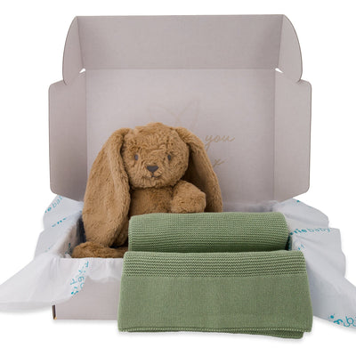 Newborn Gift Set - Woodland Dreams - Baby Blanket & Bunny with Optional Personalised Name Gift Hamper Cherrie Baby Boutique 