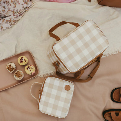 OiOi Maxi Insulated Lunch Bag - Beige Gingham Mealtime OiOi 