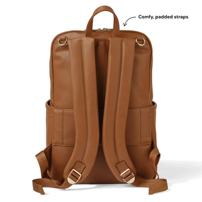 OiOi Multitasker Nappy Backpack - Chestnut Faux Leather Backpacks OiOi 