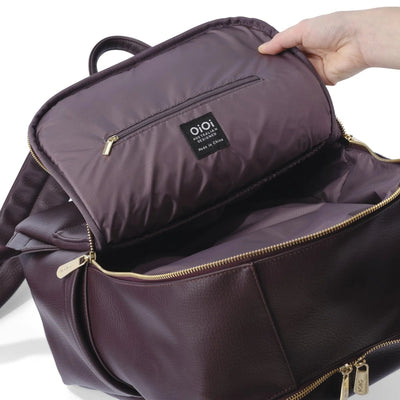 OiOi Multitasker Nappy Backpack - Mulberry Faux Leather Backpacks OiOi 