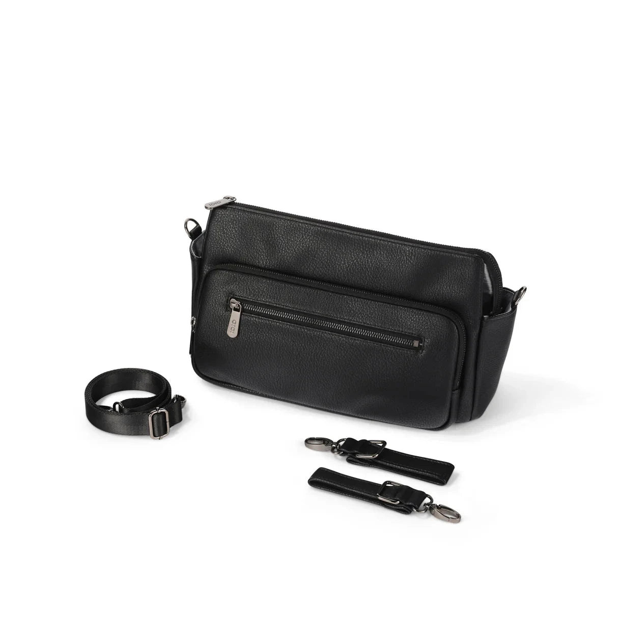 OiOi - Multitasker Pram Caddy | Black Vegan Leather Nappy Bags OiOi 