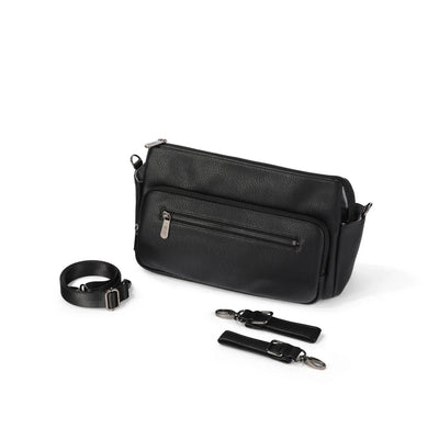 OiOi - Multitasker Pram Caddy | Black Vegan Leather Nappy Bags OiOi 