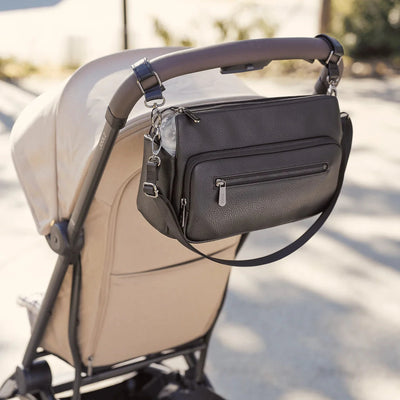 OiOi - Multitasker Pram Caddy | Black Vegan Leather Nappy Bags OiOi 