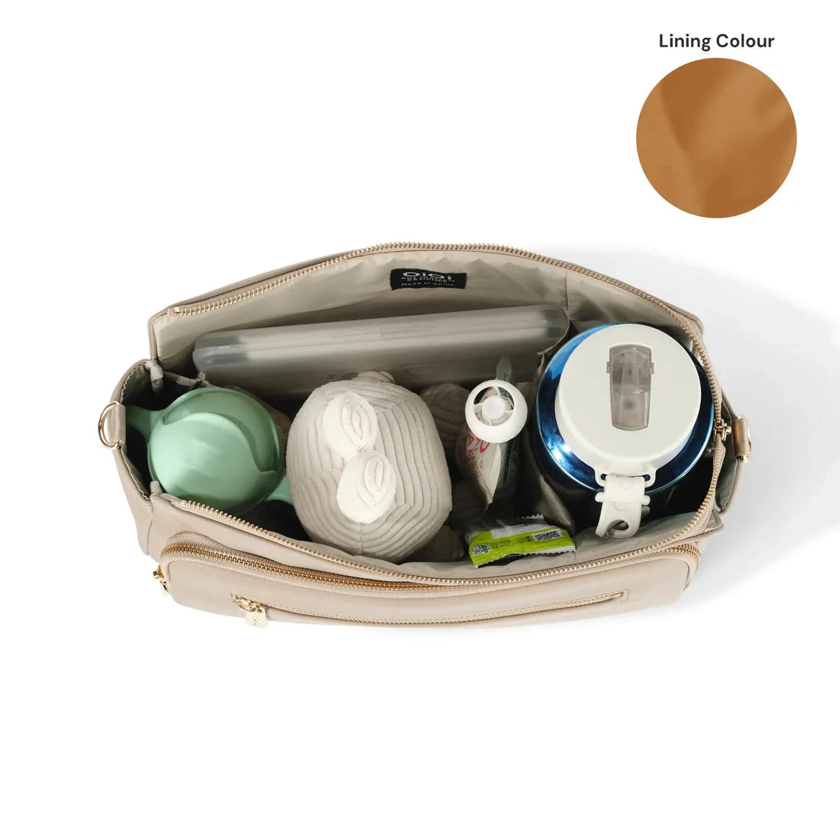 OiOi - Multitasker Pram Caddy | Chestnut Brown Vegan Leather Nappy Bags OiOi 