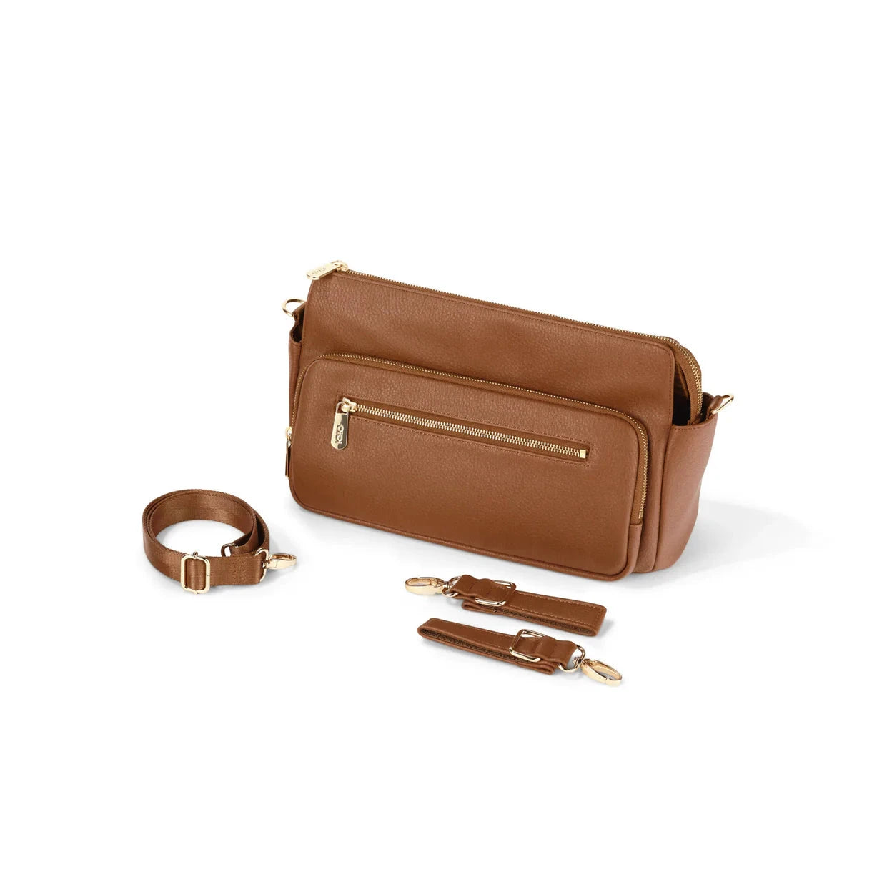 OiOi - Multitasker Pram Caddy | Chestnut Brown Vegan Leather Nappy Bags OiOi 