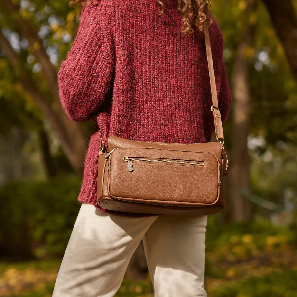 OiOi - Multitasker Pram Caddy | Chestnut Brown Vegan Leather Nappy Bags OiOi 