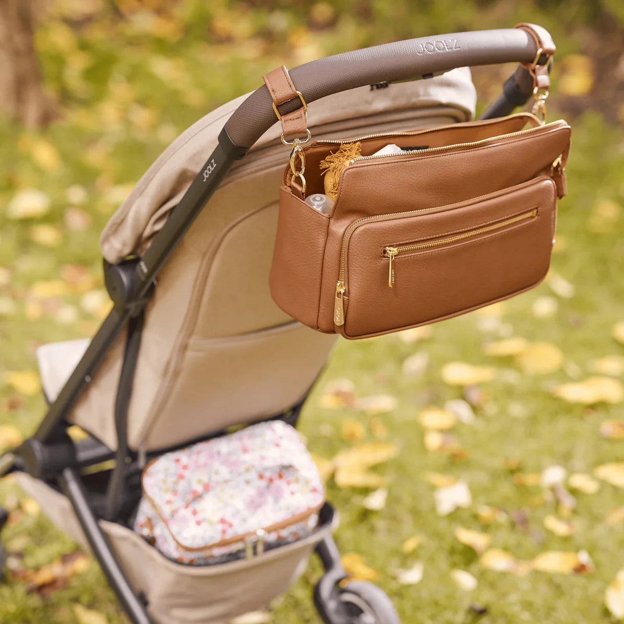 OiOi - Multitasker Pram Caddy | Chestnut Brown Vegan Leather Nappy Bags OiOi 