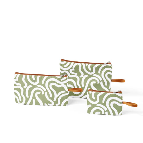 OiOi - Packing Pouch Trio | Green Squiggle