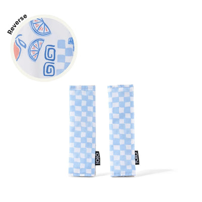 OiOi - Reversible Pram Harness Cover Set | Blue Check/Mediterranean Pram Accessories OiOi 