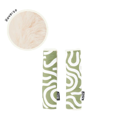 OiOi - Reversible Pram Harness Cover Set | Green Squiggle/Faux Fur Pram Accessories OiOi 
