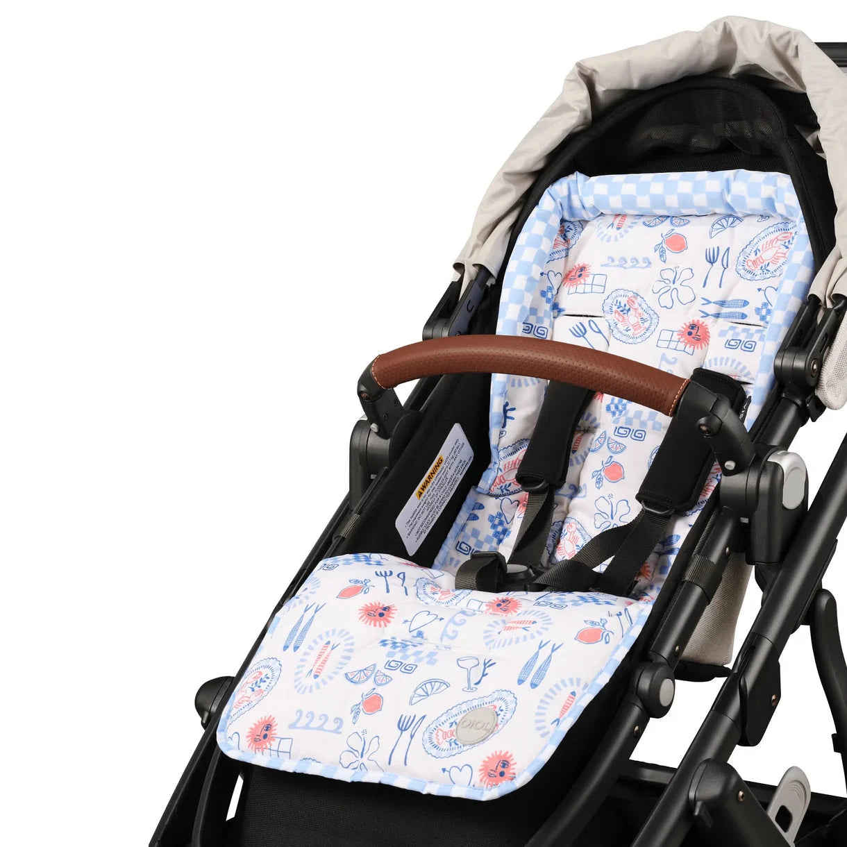 OiOi - Reversible Pram Liner | Blue Check/Mediterranean Pram Accessories OiOi 