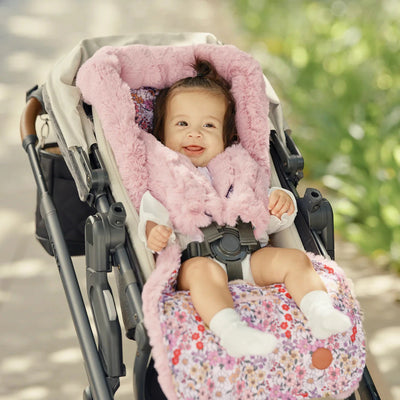 OiOi - Reversible Pram Liner | Daisy/Faux Fur Pram Accessories OiOi 