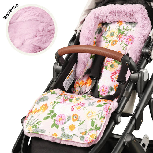 OiOi - Reversible Pram Liner | Garden Party/Faux Fur