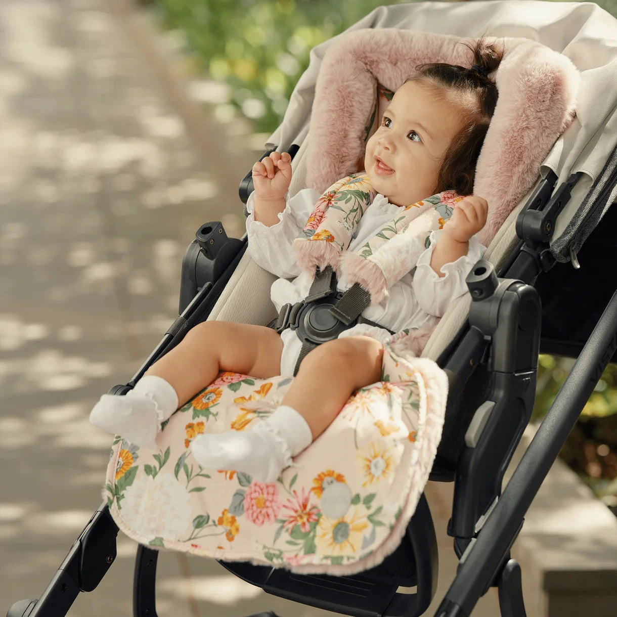 OiOi - Reversible Pram Liner | Garden Party/Faux Fur Pram Accessories OiOi 